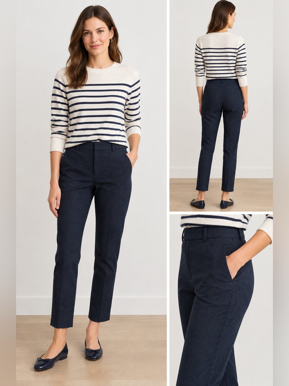 Boden Highgate Ponte Pants Navy Slim Ankle Trousers Work Size 2R UK 6R R0478
